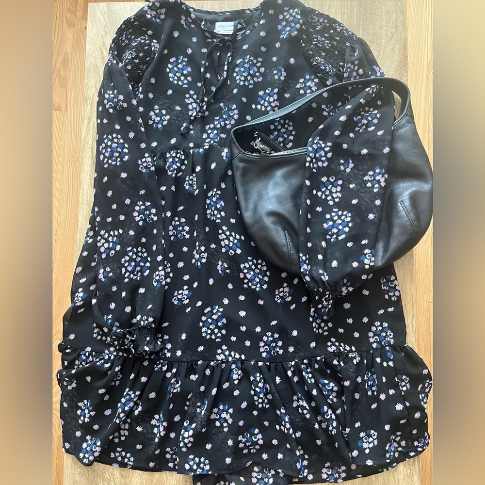 Urban Outfitters Black and Purple Bubble Midi Dress
